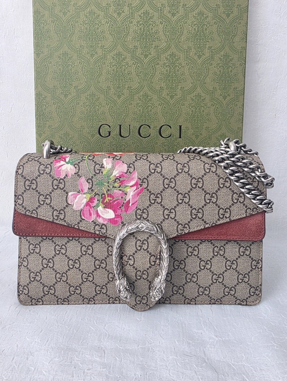 Auth Gucci GG Supreme Dionysus Blooms Shoulder Bag